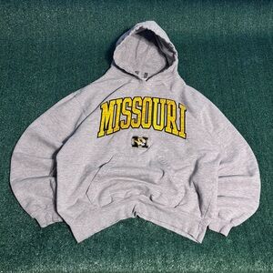 Vintage J America Embroidered Grey Boxy University of Missouri Tigers Hoodie